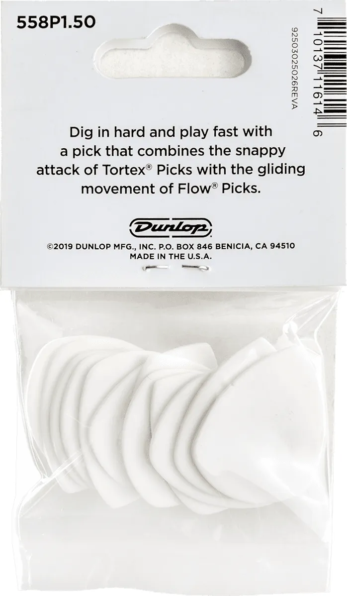 Dunlop Tortex Flow Plektren Standard 1,50 mm weiß 558P073 12er Pack – Bild 2