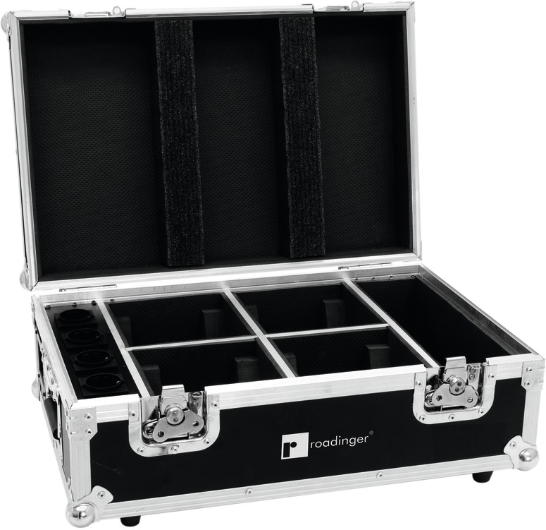 ROADINGER Flightcase 4x AKKU TL-3 Trusslight QuickDMX mit Ladefunktion