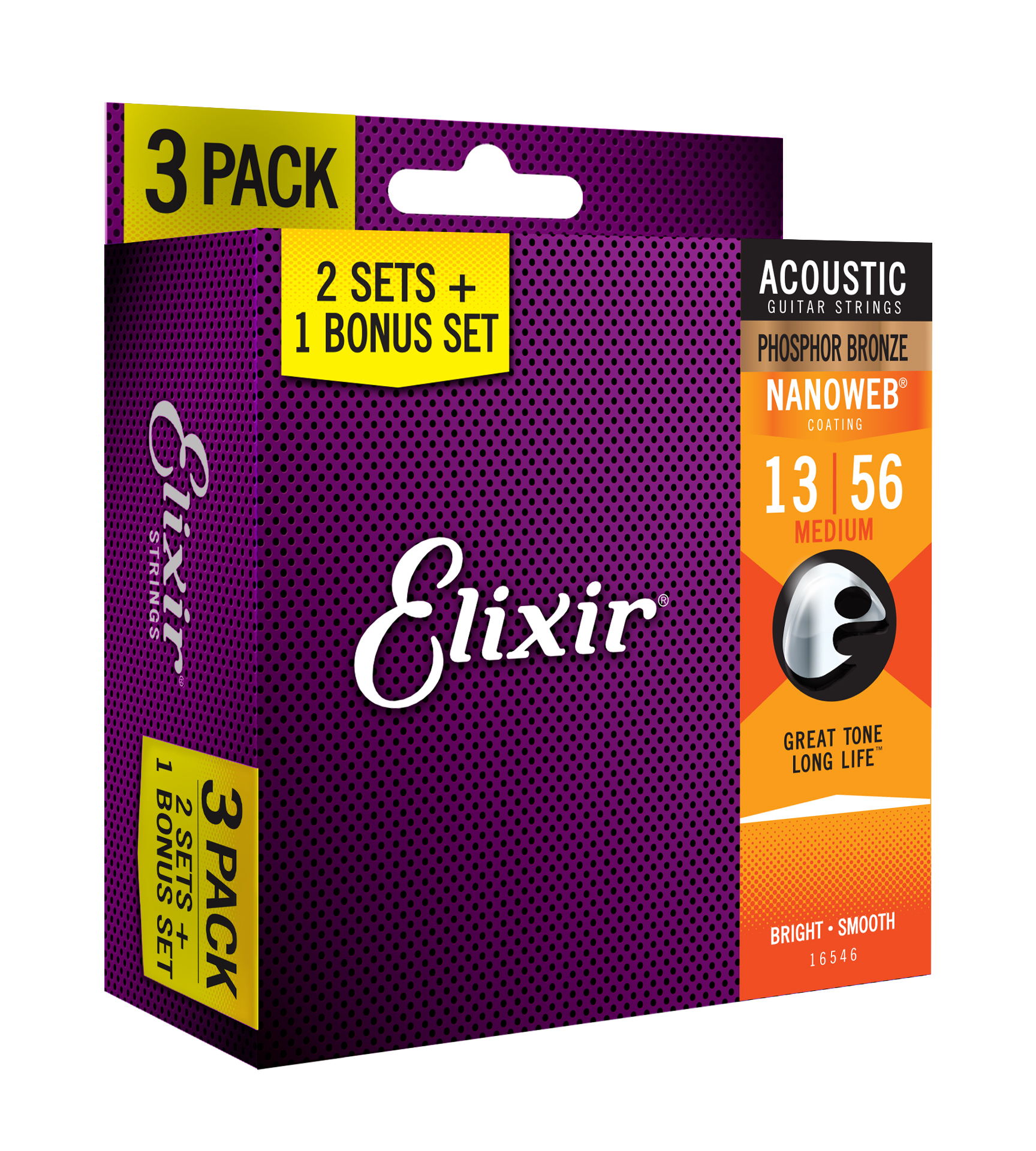 Elixir NanoWeb Acoustic Guitar Phosphor Bronze Medium 013-056 2 Sets + 1 Bonus Set – Bild 1