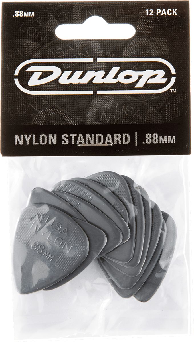 Dunlop Nylon Picks 0.88 mm, Grey, 44P88, Pack of 12