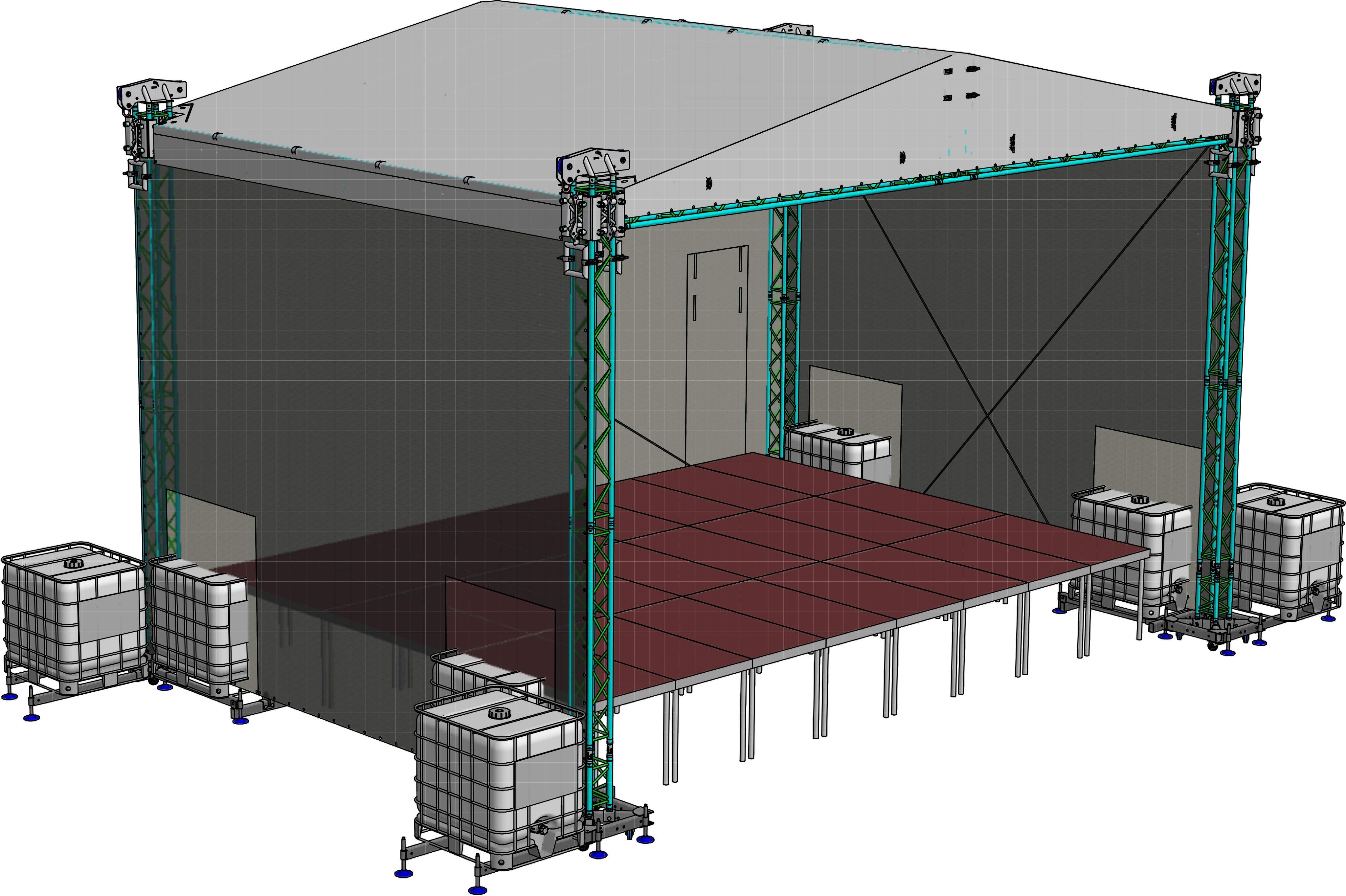 Global Truss Double Pitch Roof 8x6m