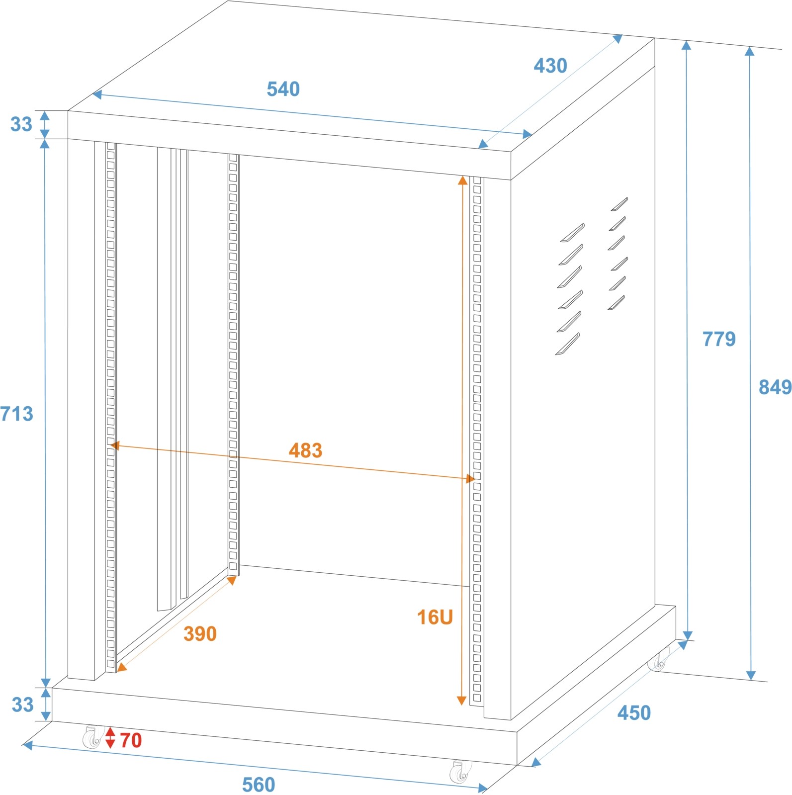 ROADINGER steel rack SR-19, 16U – Bild 3