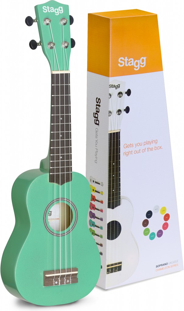 Stagg US-Grass Sopran Ukulele grün mit Tasche