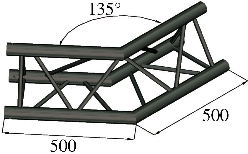 Alutruss TRILOCK S-PAC 23 2-Weg-Ecke 135°schwarz