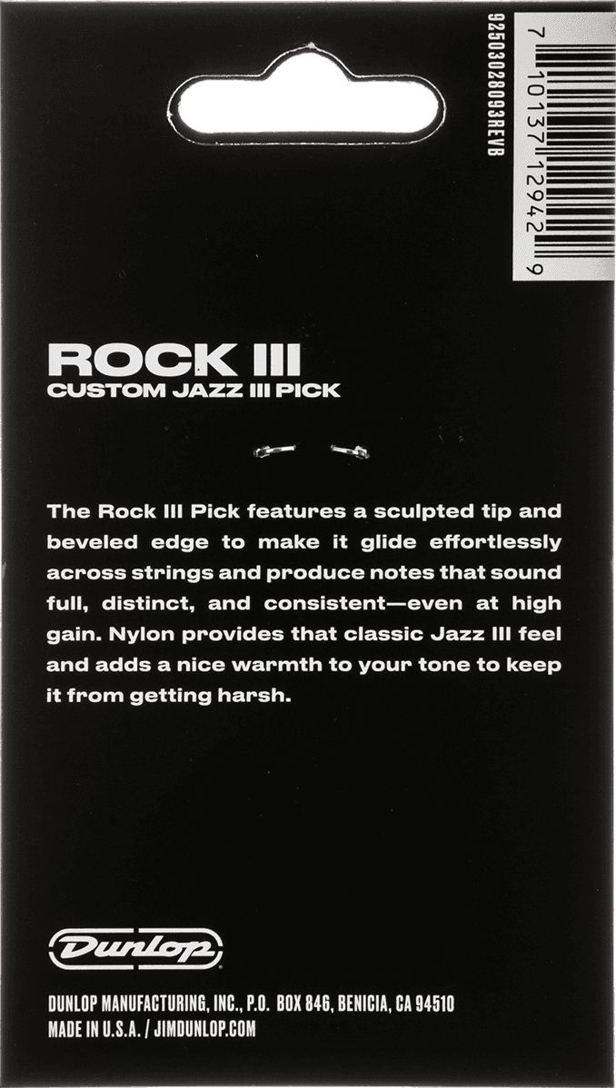 Dunlop Rock III Custom Jazz III Picks 570P138, pack of 6 – Bild 2
