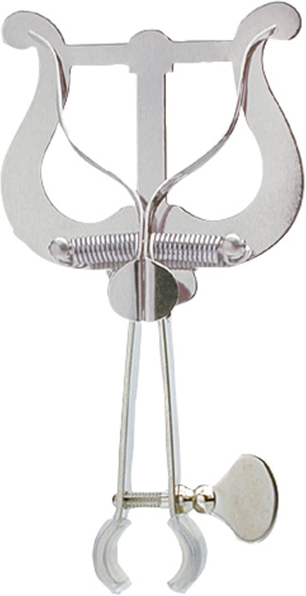 Marching fork trumpet, clip-on leadpipe, small lyre, nickel-plated Marching fork trumpet, clip-on leadpipe, small lyre, nickel-plated