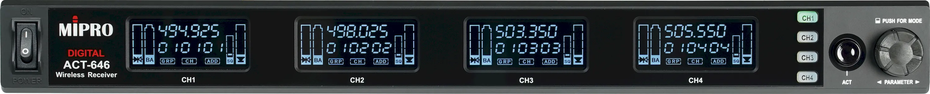 MIPRO ACT-646-5CA Empfänger 4-Kanal, 494-542 MHz