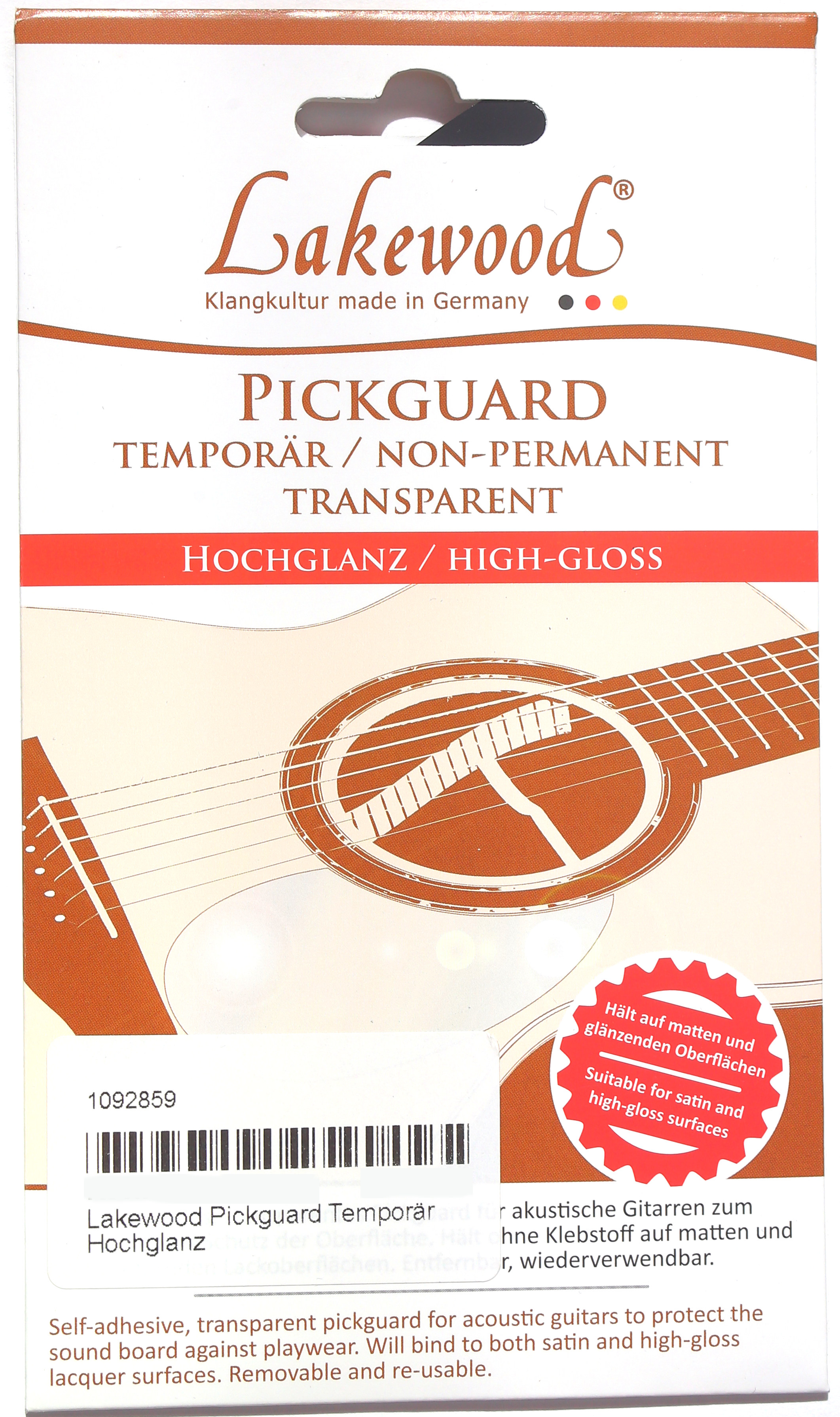 Lakewood Pickguard Temporär Hochglanz Lakewood Pickguard Temporär Hochglanz