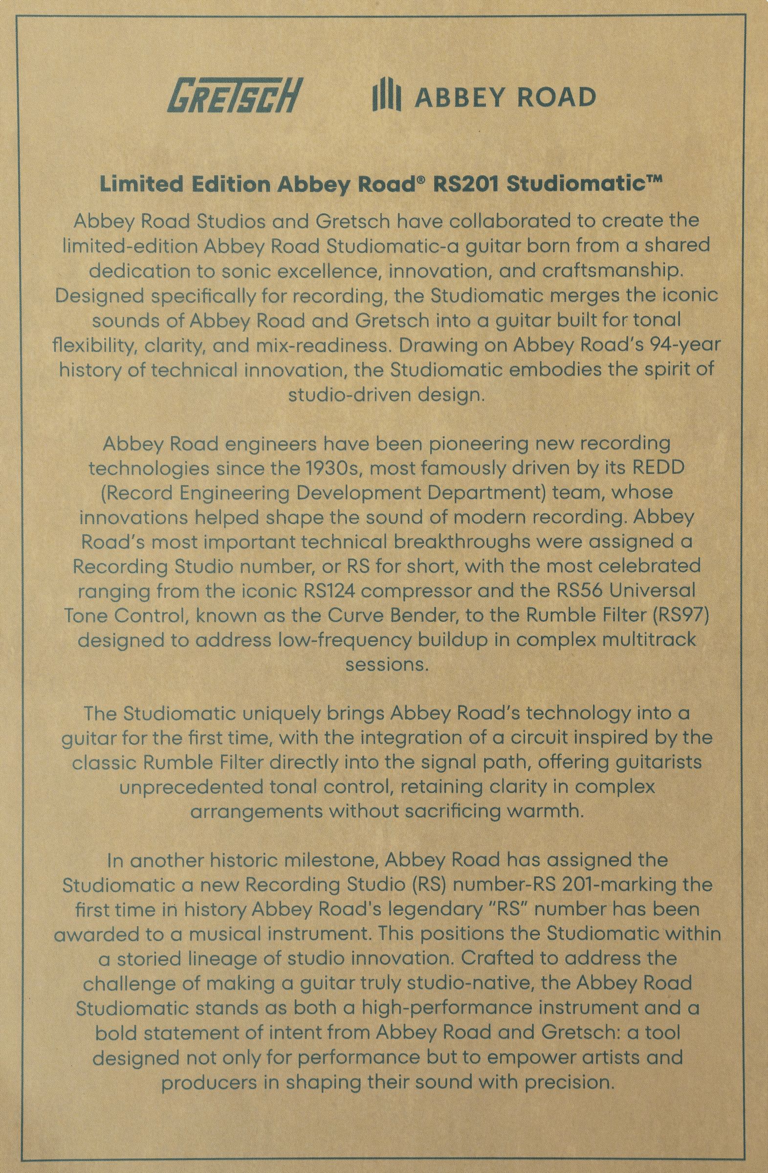 Gretsch Abbey Road RS201 Studiomatic Limited Edition – Bild 12