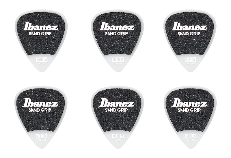 Ibanez Plektren Sand Grip White Medium Standard 0,8mm 6er Pack