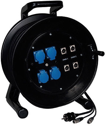 Ultralite Kombi-Kabeltrommel Netz 3x2.5 u.2 DMX 512, 50m