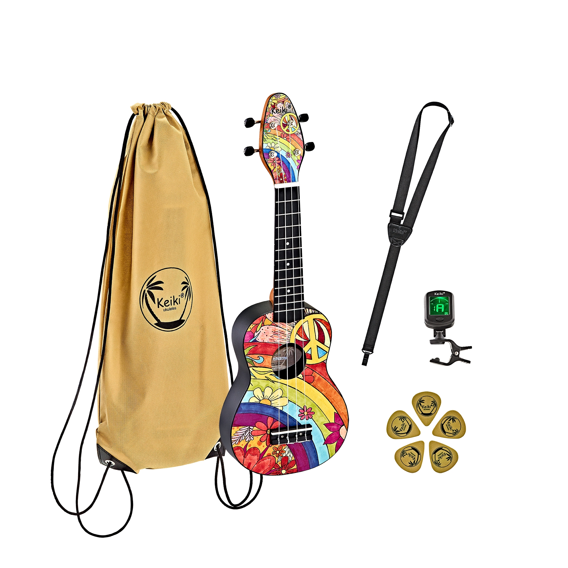 Ortega Keiki K2-68 Ukulele Sopran PEACE 68 Set