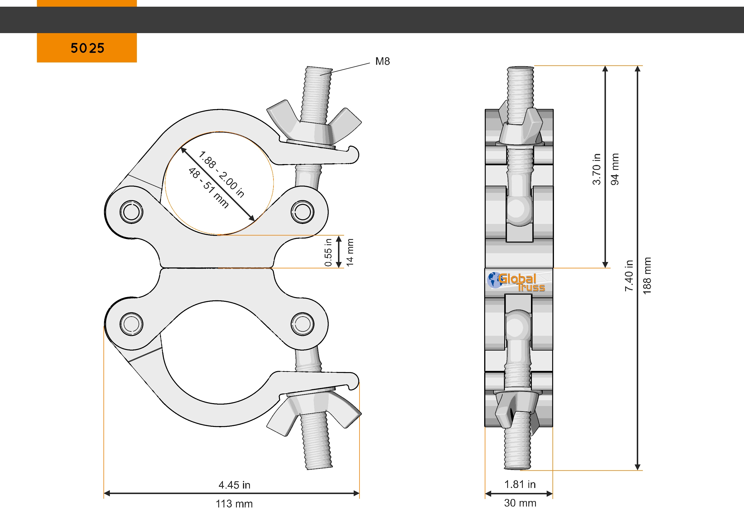 Global Truss Swivel Coupler Slim 48-51/30 (5025) – Bild 2