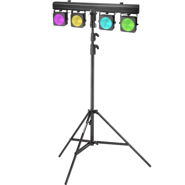 Lichtanlagen-Set, bestehend aus einer Cameo Multi PAR COB 1 mit vier RGB LED-Spots und einem Lichtstativ