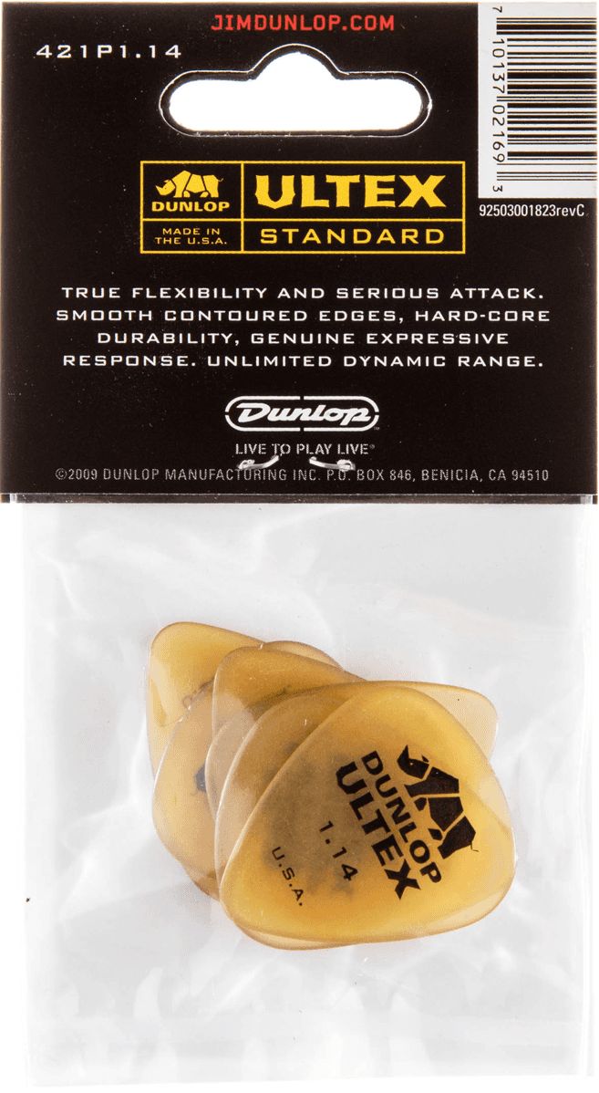 Dunlop Ultex Standard Plektren 1,14 mm gelb 421P114 6er Pack – Bild 2