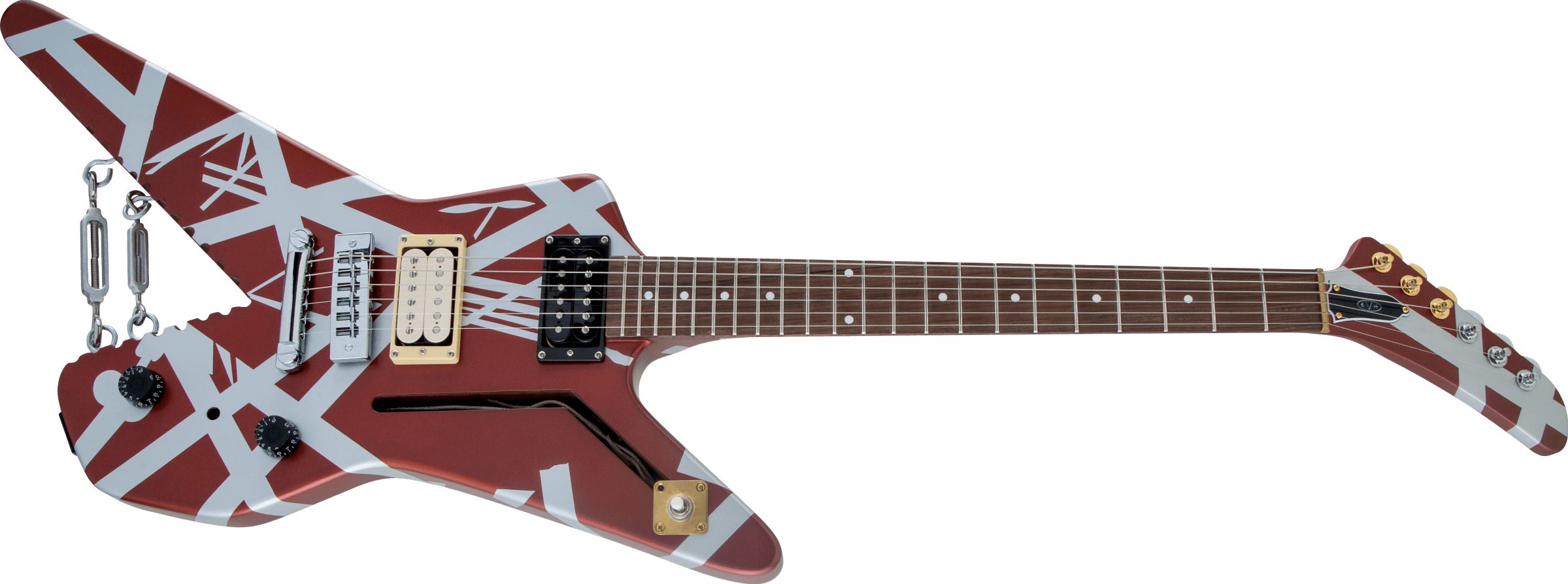 EVH Striped Series Shark Burgundy with Silver Stripes