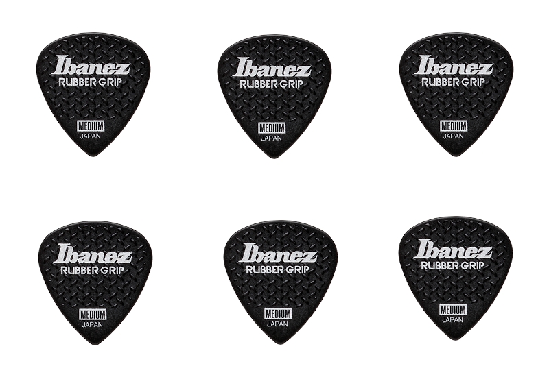 Ibanez Plektren Rubber Grip Black Medium 0.80mm 6er Pack