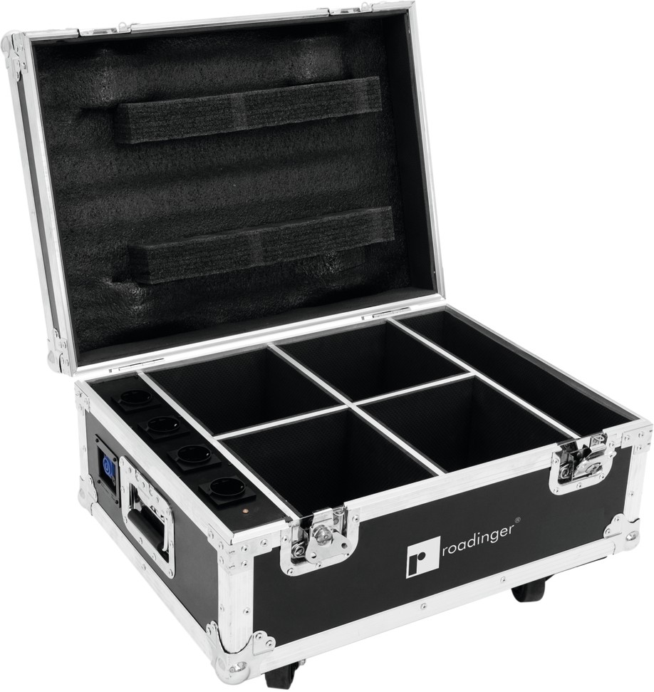 ROADINGER Flightcase 4x AKKU UP-4 QuickDMX mit Ladefunktion