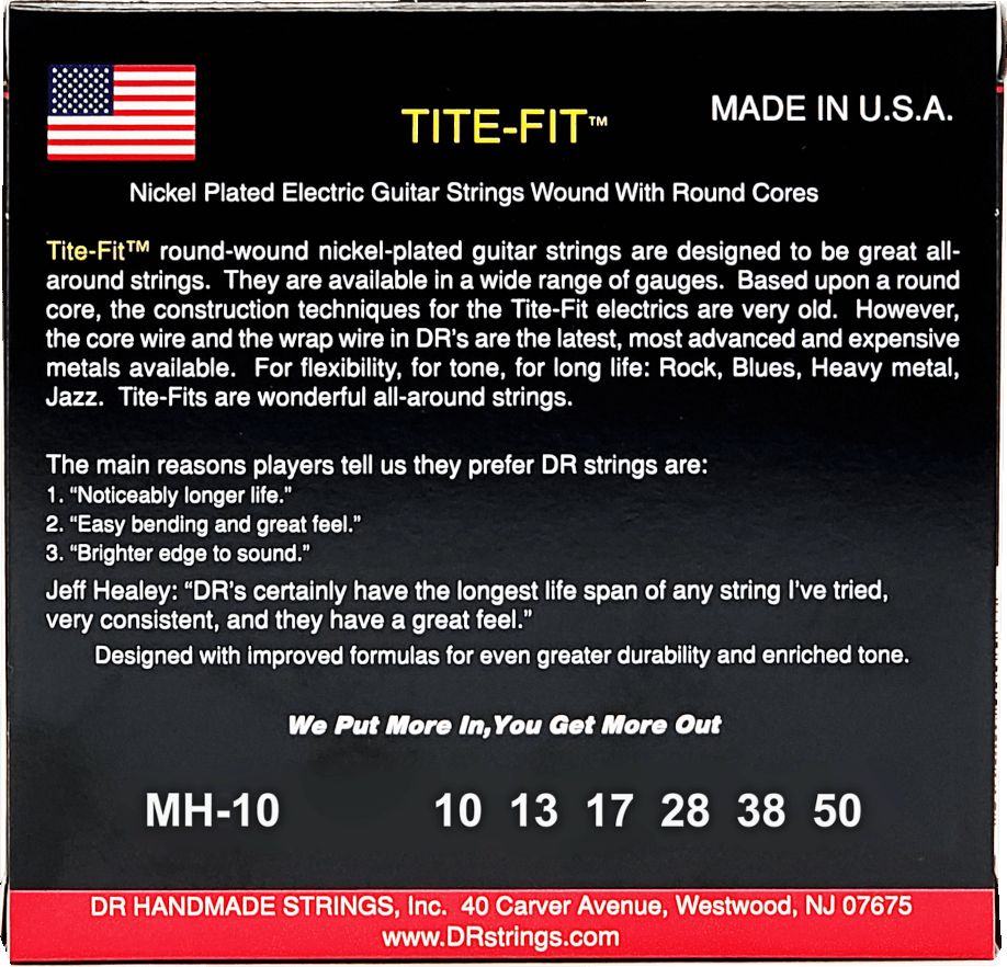 DR MH-10 TITE-FIT Medium Plus 010-050 Nickel Plated Electric Guitar Strings