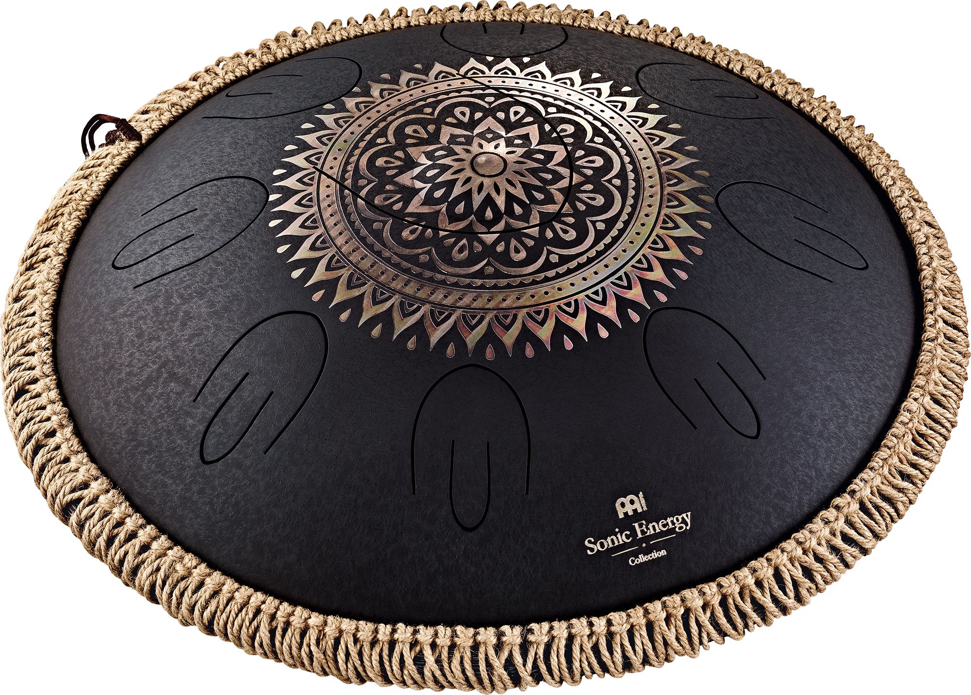 Meinl OSTD1BKE Sonic Energy Octave Steel Tongue Drum Black Floral Design D-Kurd