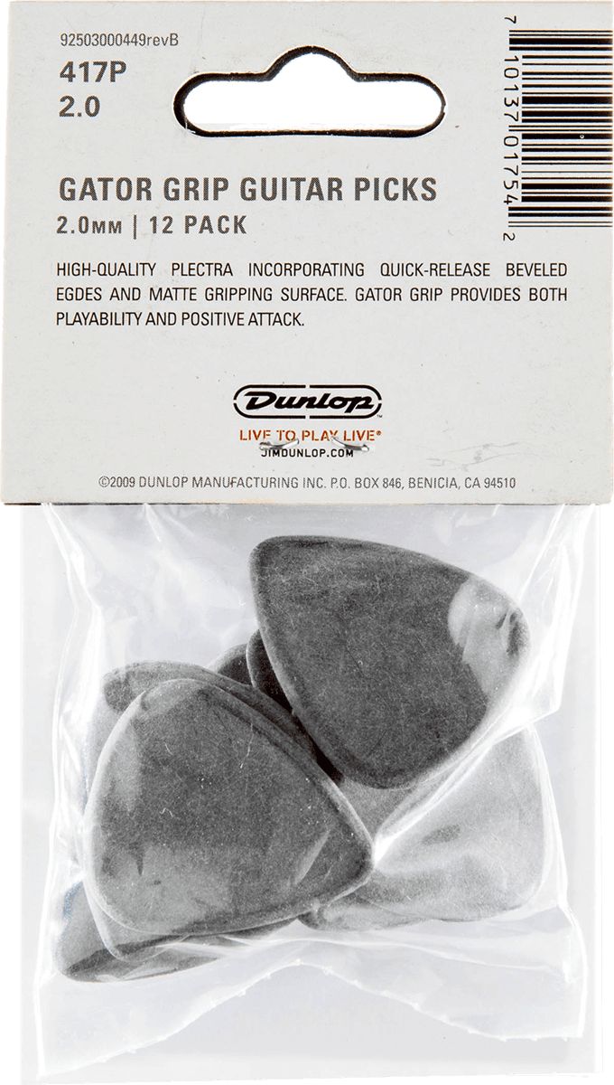 Dunlop Gator plectrum 2,00mm black 417P200 pack of 12 – Bild 2
