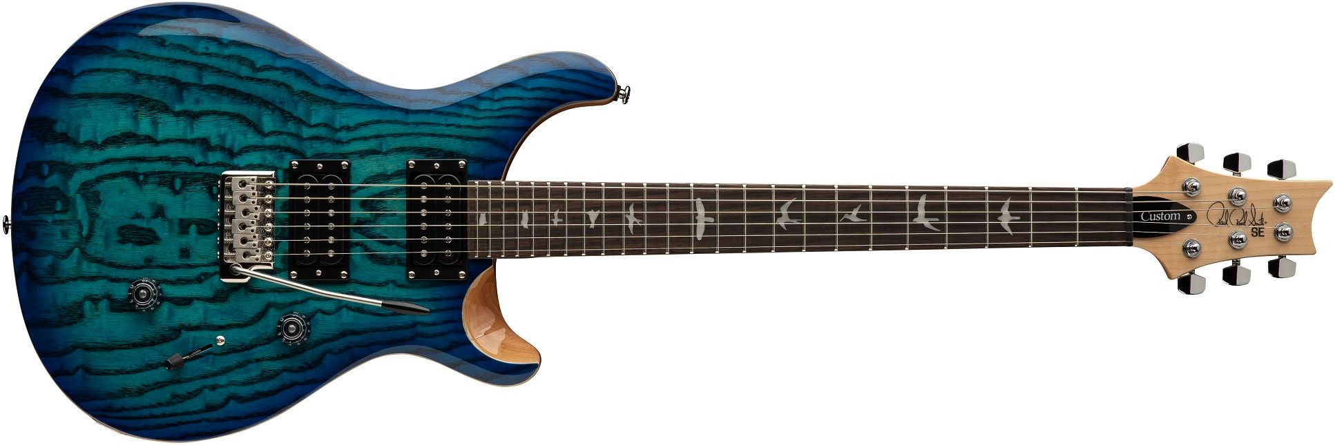 PRS SE Exotic Custom 24 Swamp Ash Burl Lake Blue/Natural Back