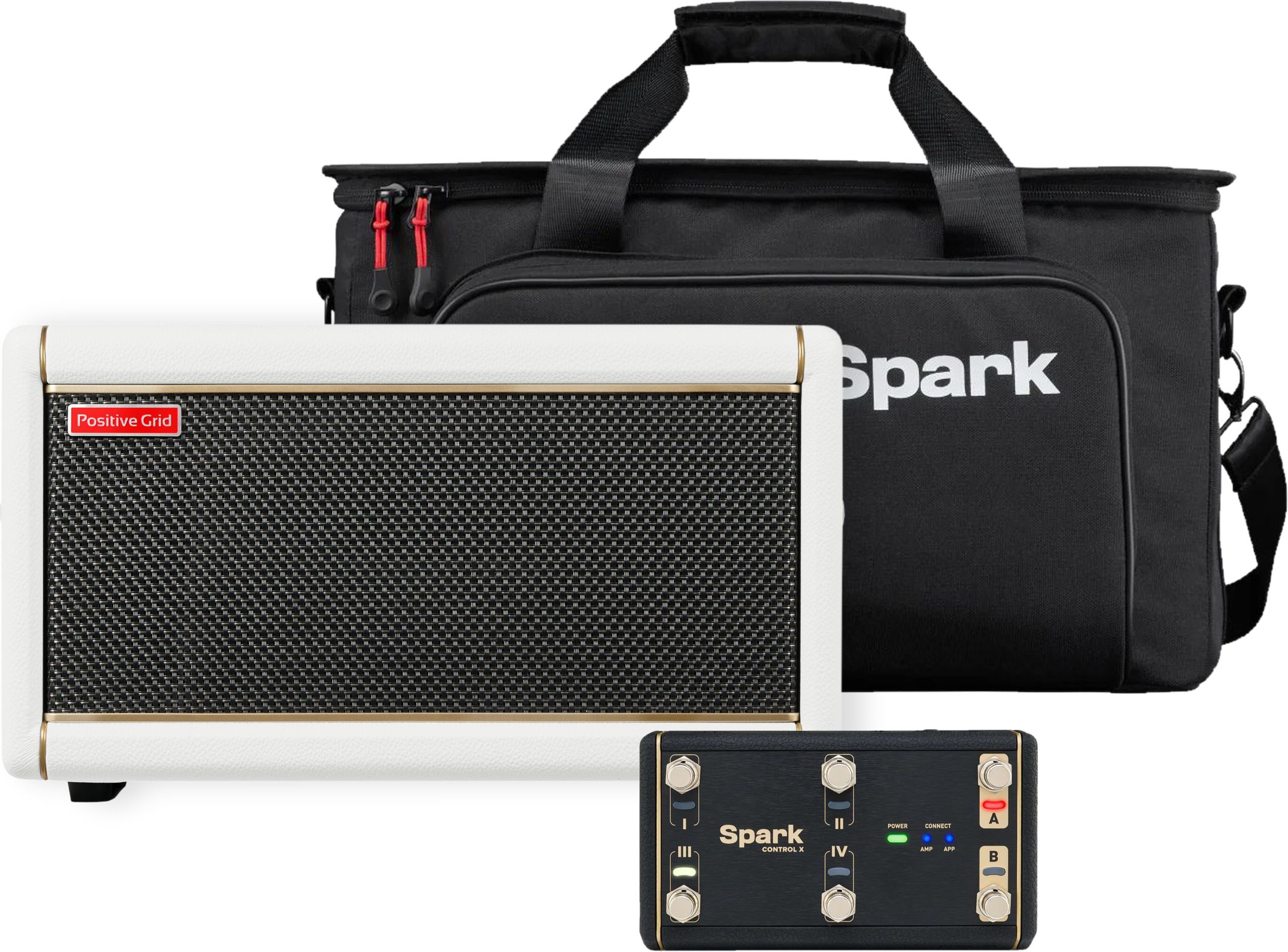 Positive Grid Spark 2 White Control X Bag Bundle Positive Grid Spark 2 White Control X Bag Bundle
