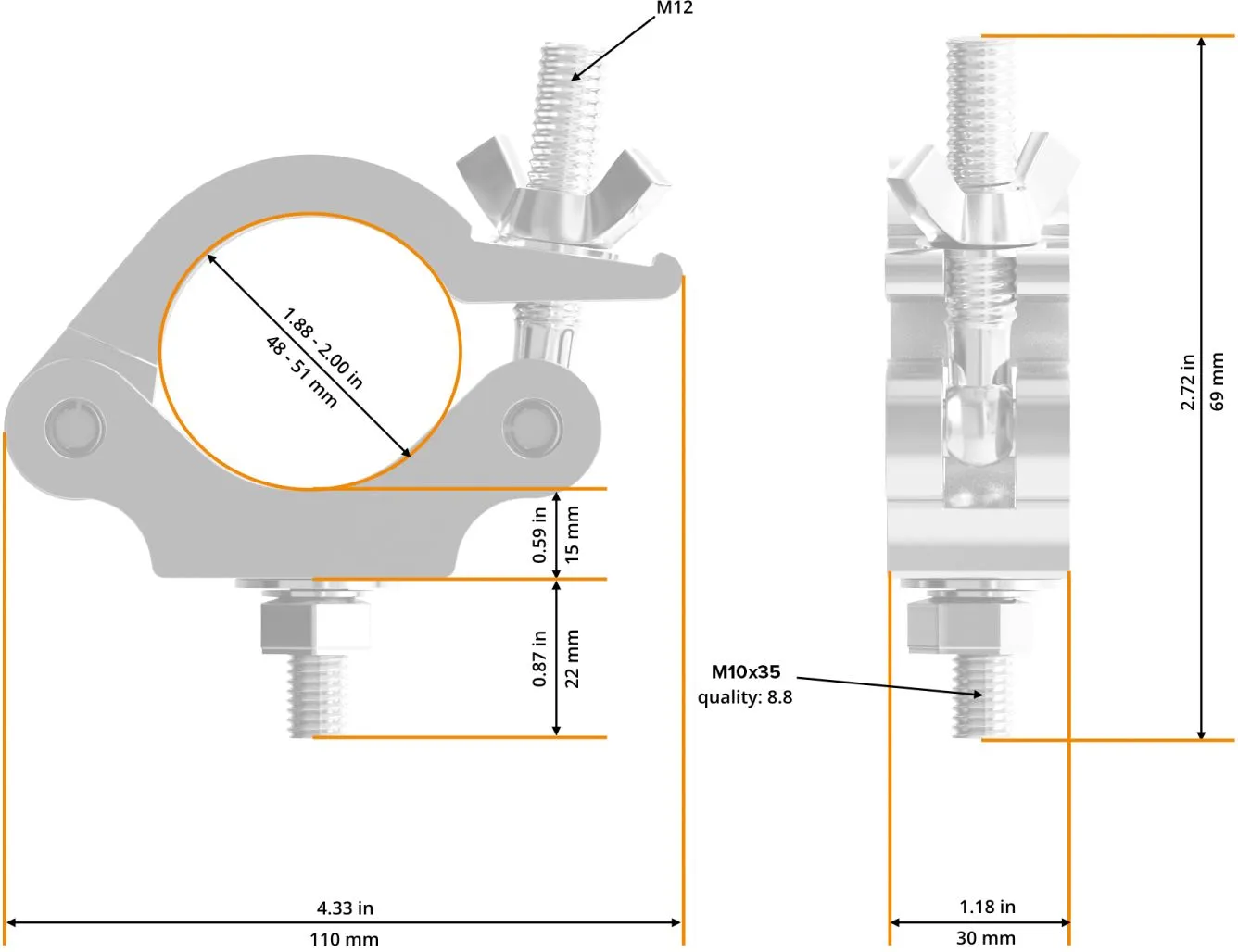 Global Truss Half Coupler Slim 48-51/30/300kg Outdoor – Bild 2