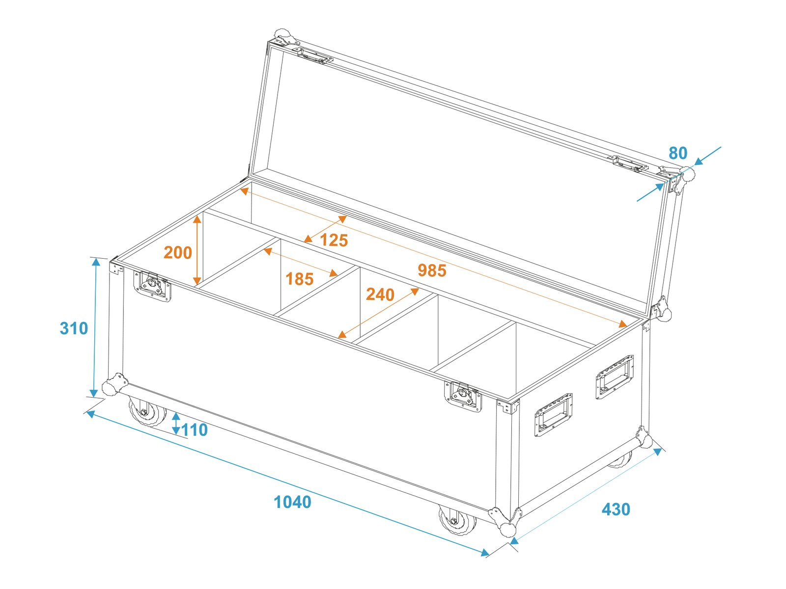 Roadinger Flightcase 4x LED Umbrella – Bild 4
