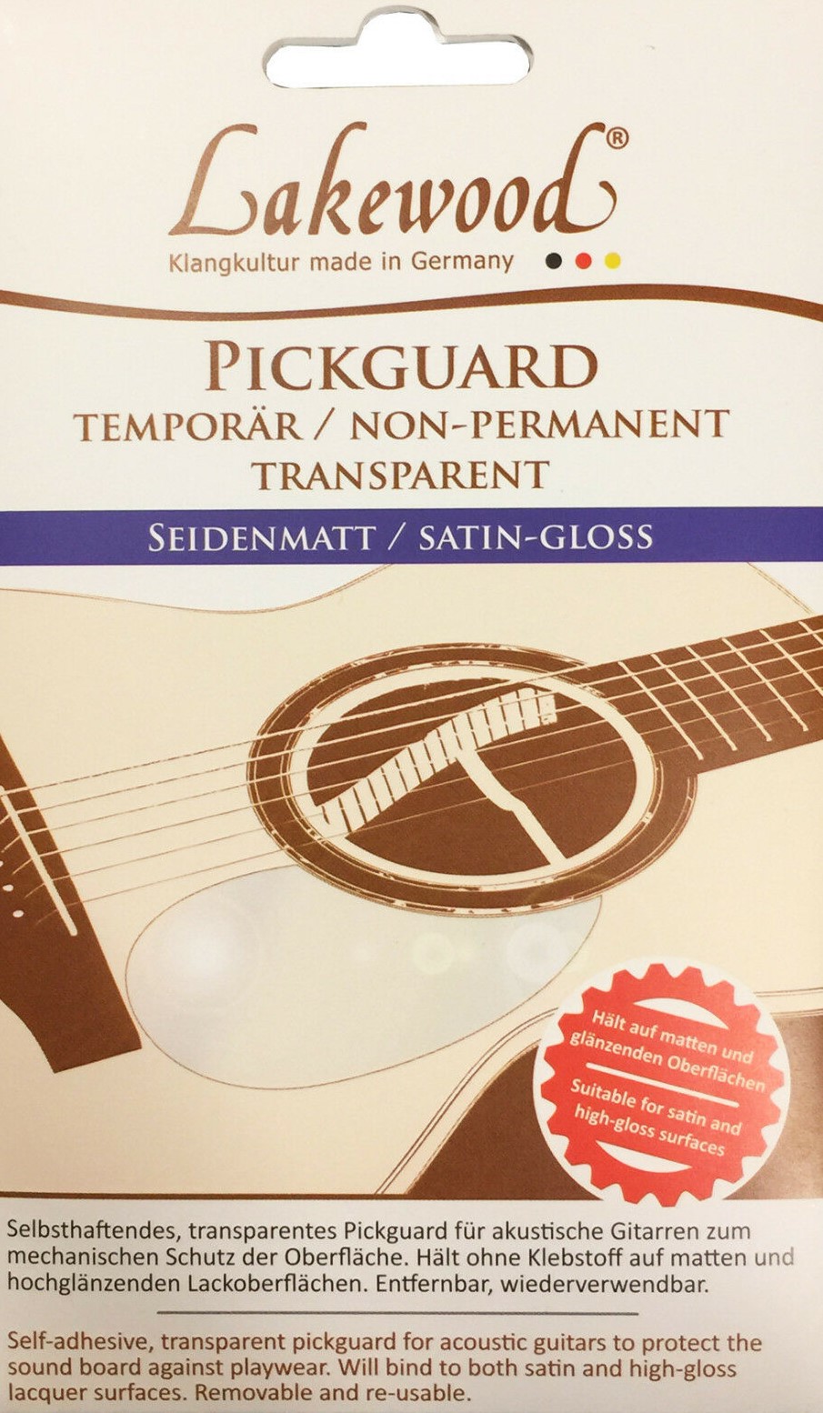 Lakewood Pickguard Temporär Seidenmatt