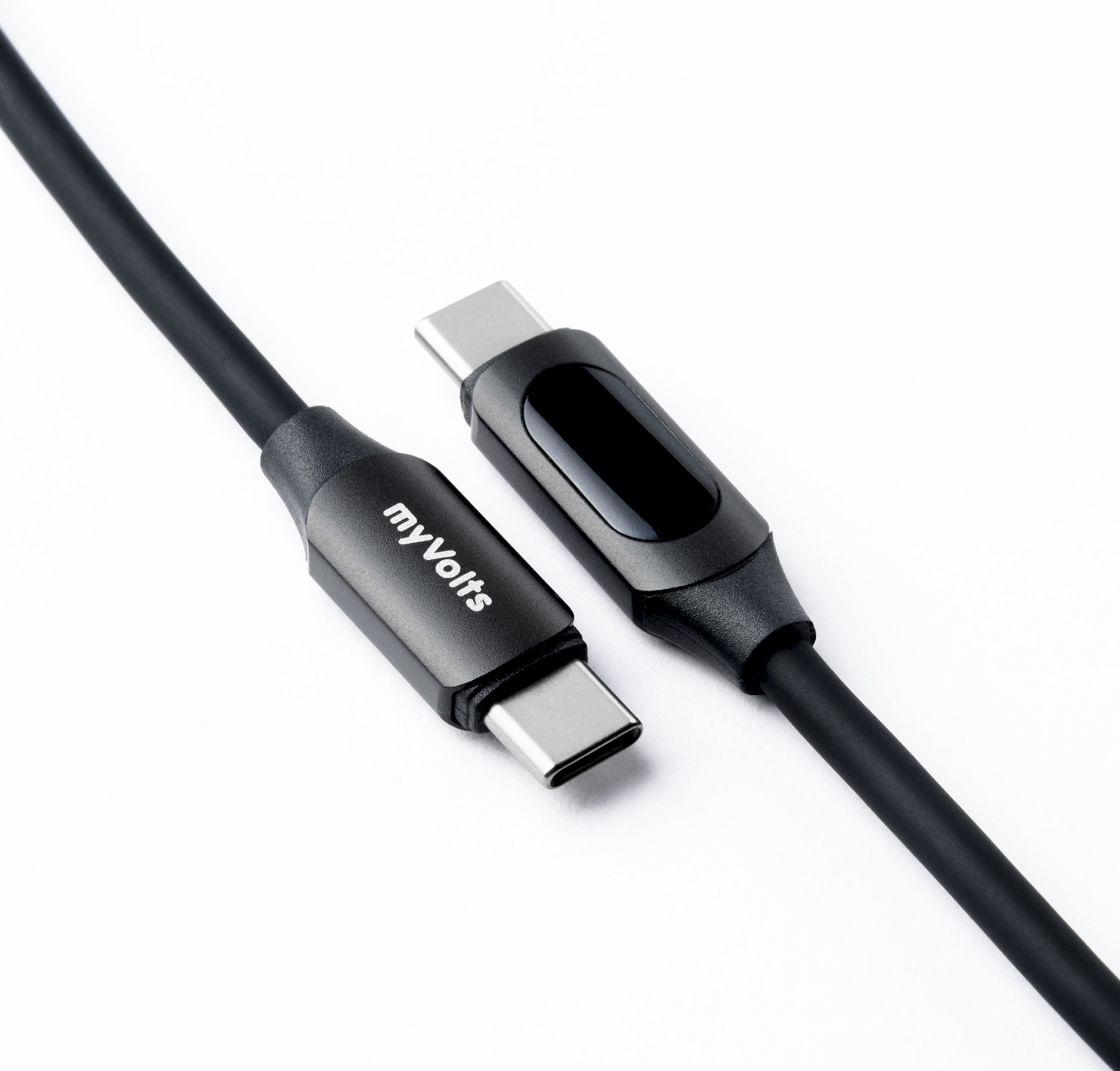 myVolts Step Up USB-C to USB-C PD Kabel mit LCD Power Meter schwarz