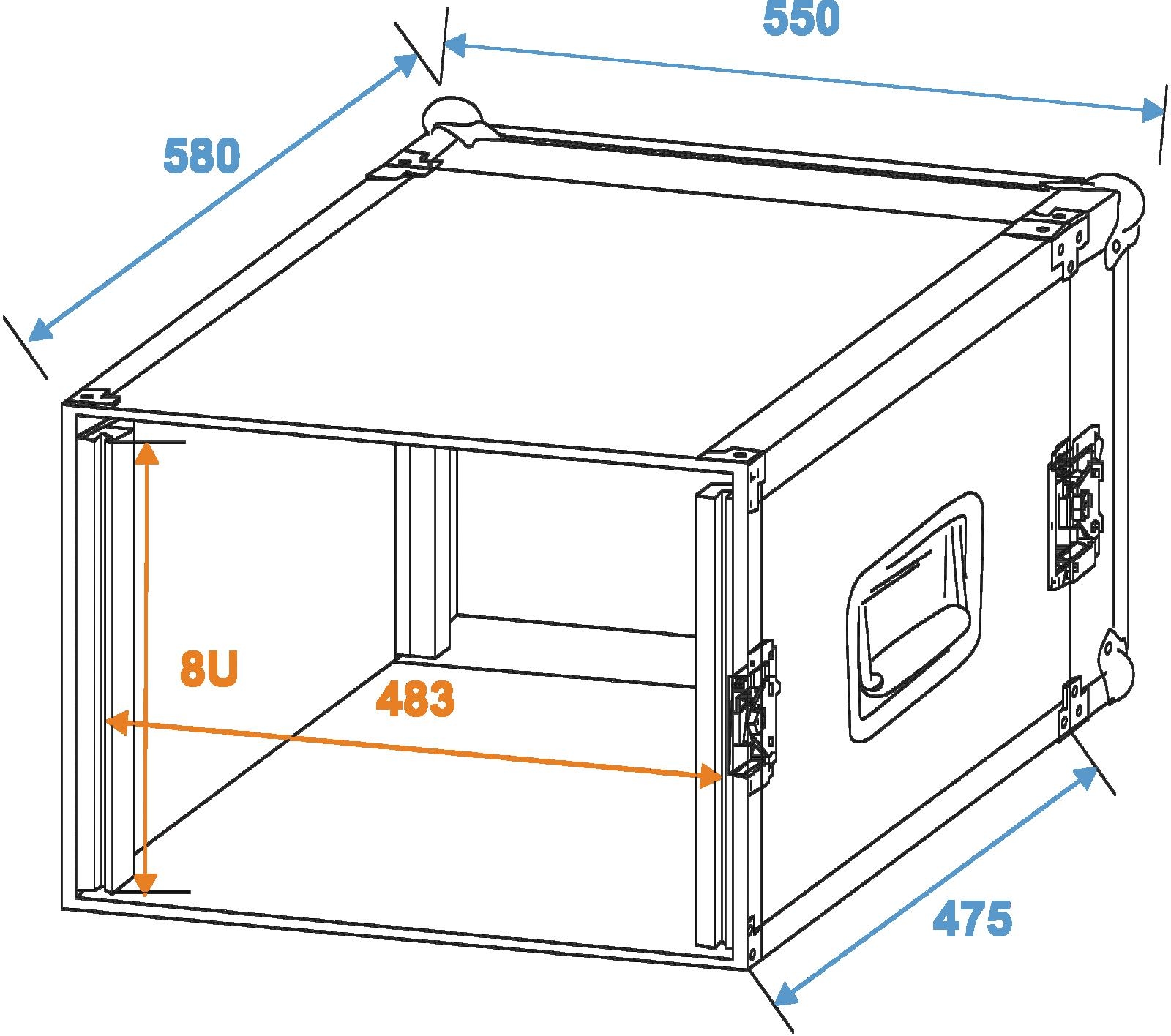 ROADINGER Verstärkerrack PR-2, 8HE, 47cm tief – Bild 2