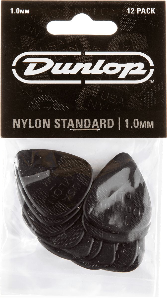 Dunlop Nylon Picks 1.00 mm Black 44P100 (Pack of 12)