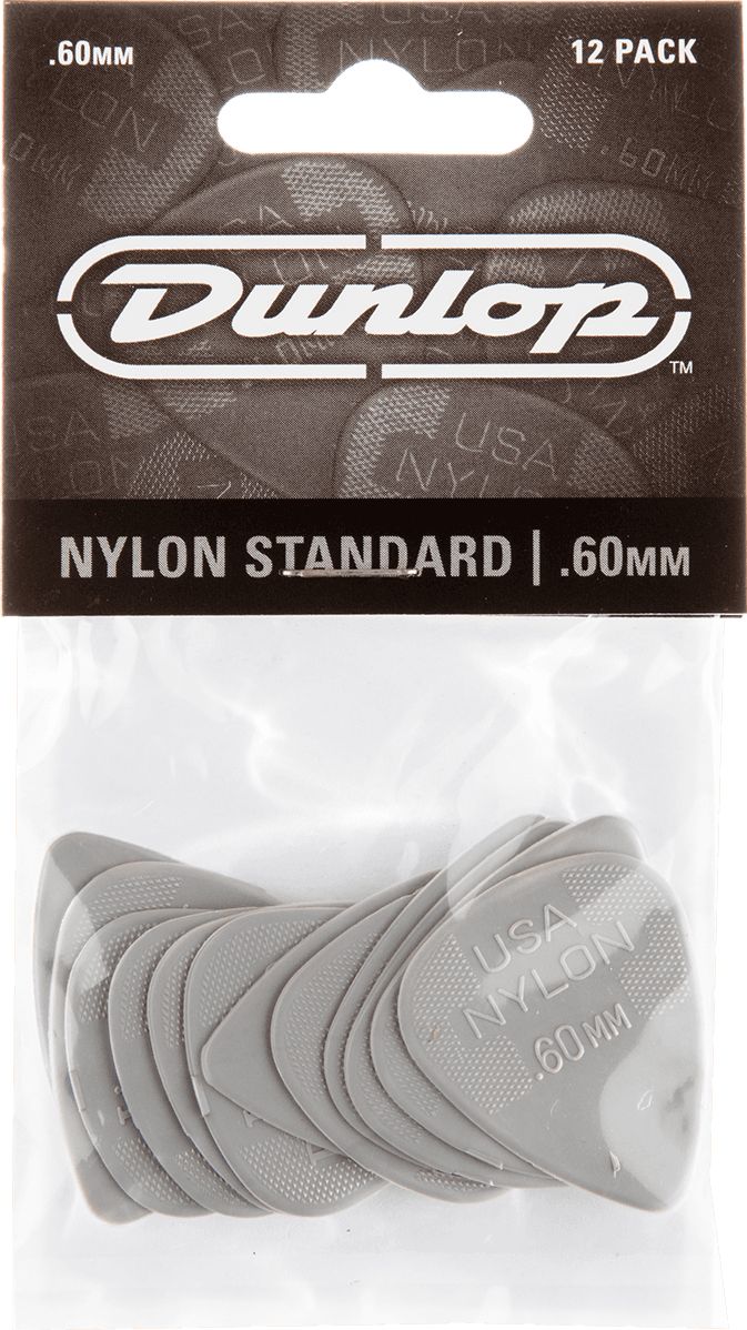 Dunlop Nylon Picks 0.60 mm, Grey, 44P60, Pack of 12