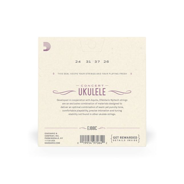 D Addario EJ 88C Nyltech Concert Ukulele