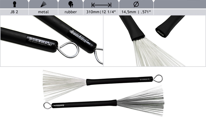Rohema Jazz JB-2 Brushes Rubber Handle Rohema Jazz JB-2 Brushes Rubber Handle