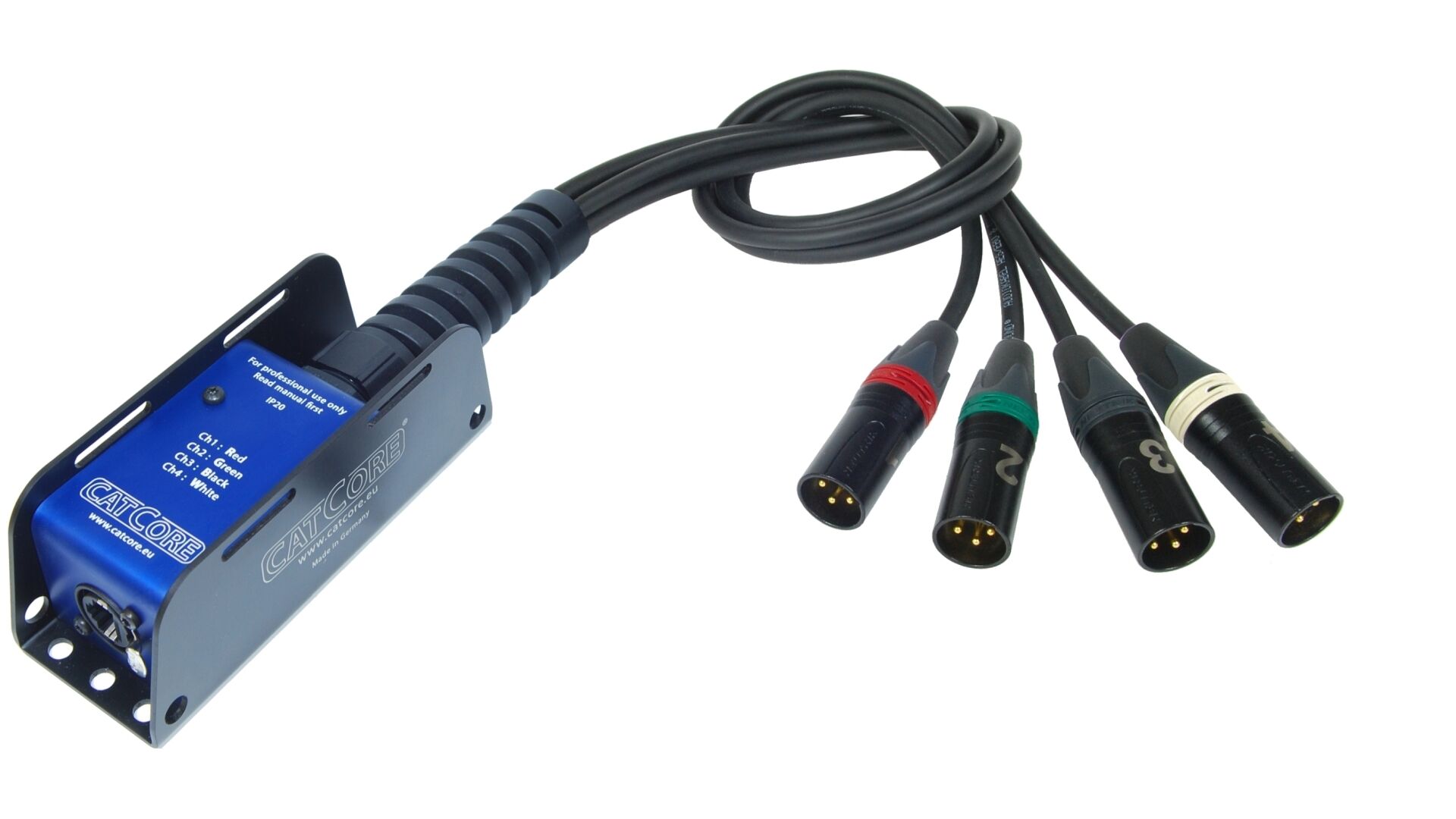 CatCore SP-3M Kabelauflösung, 1x Ethercon auf 4x XLR 3 Pol. male, ca. 0,75m Kabel