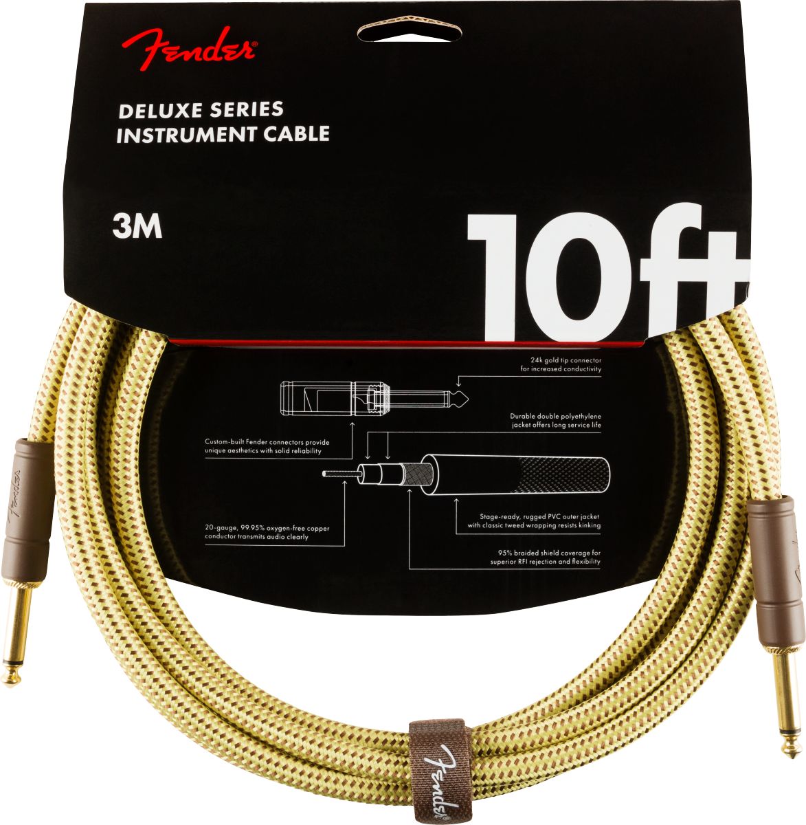 Fender Kabel Deluxe Series 3m gerade/gerade Tweed