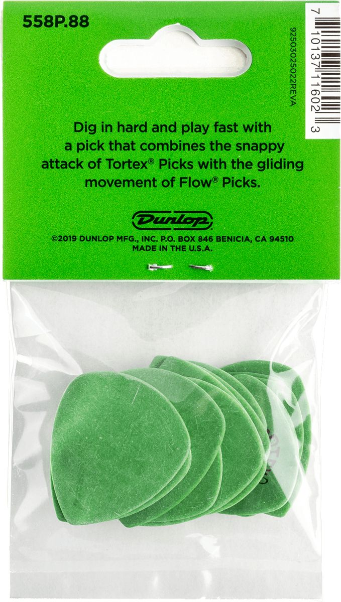 Dunlop Tortex Flow Plektren Standard 0,88mm grün 558P088 12er Pack – Bild 2