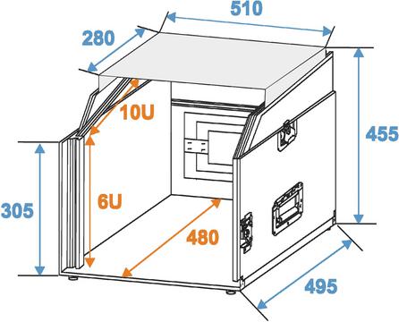 Roadinger special combi-case LS5 laptop rack, 6U – Bild 4