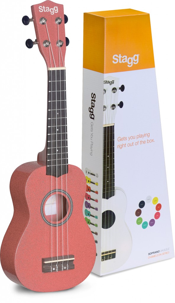 Stagg US-Lips Sopran Ukulele hellrot mit Tasche