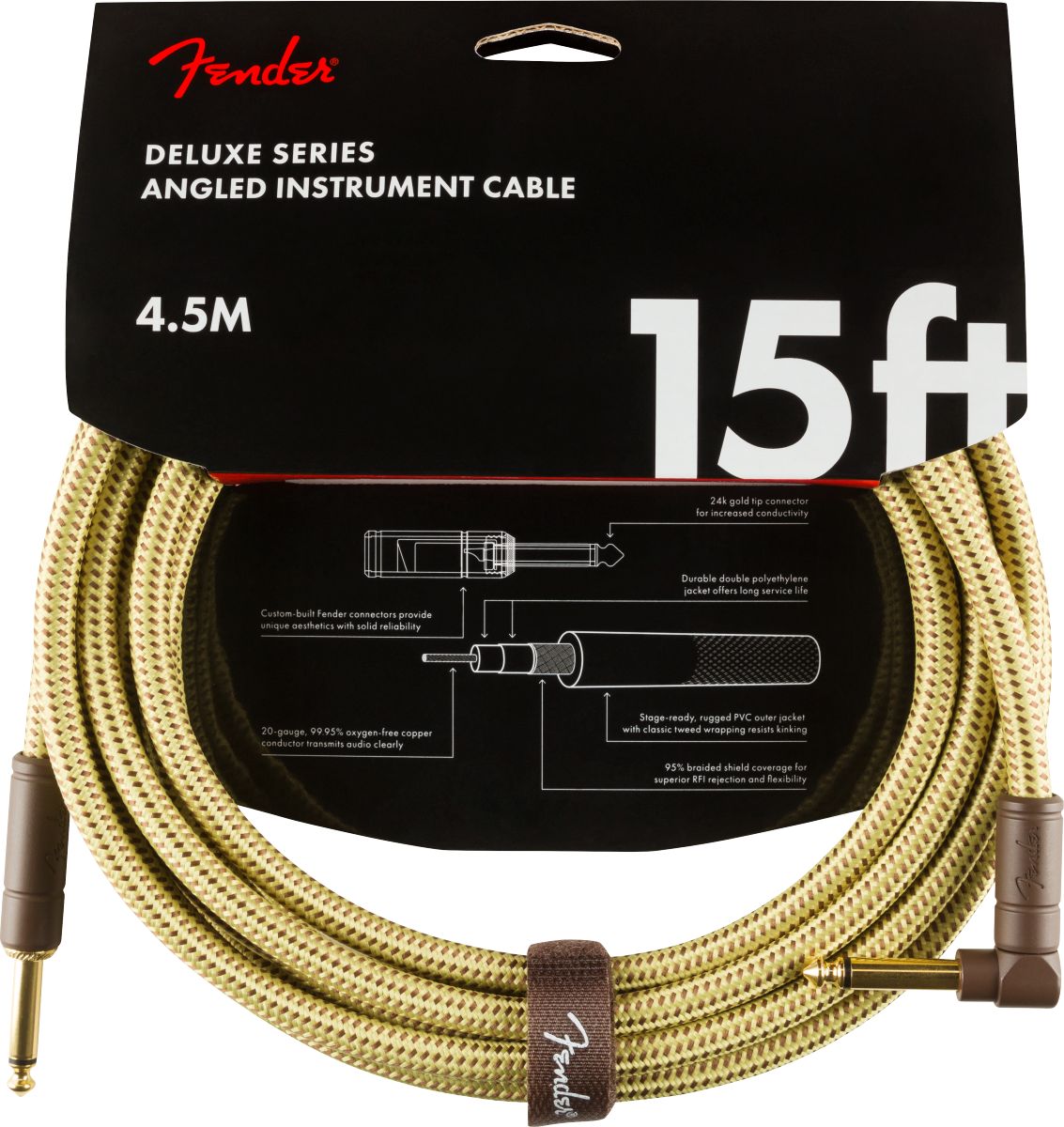 Fender Kabel Deluxe Series 4,5m gerade/winkel Tweed