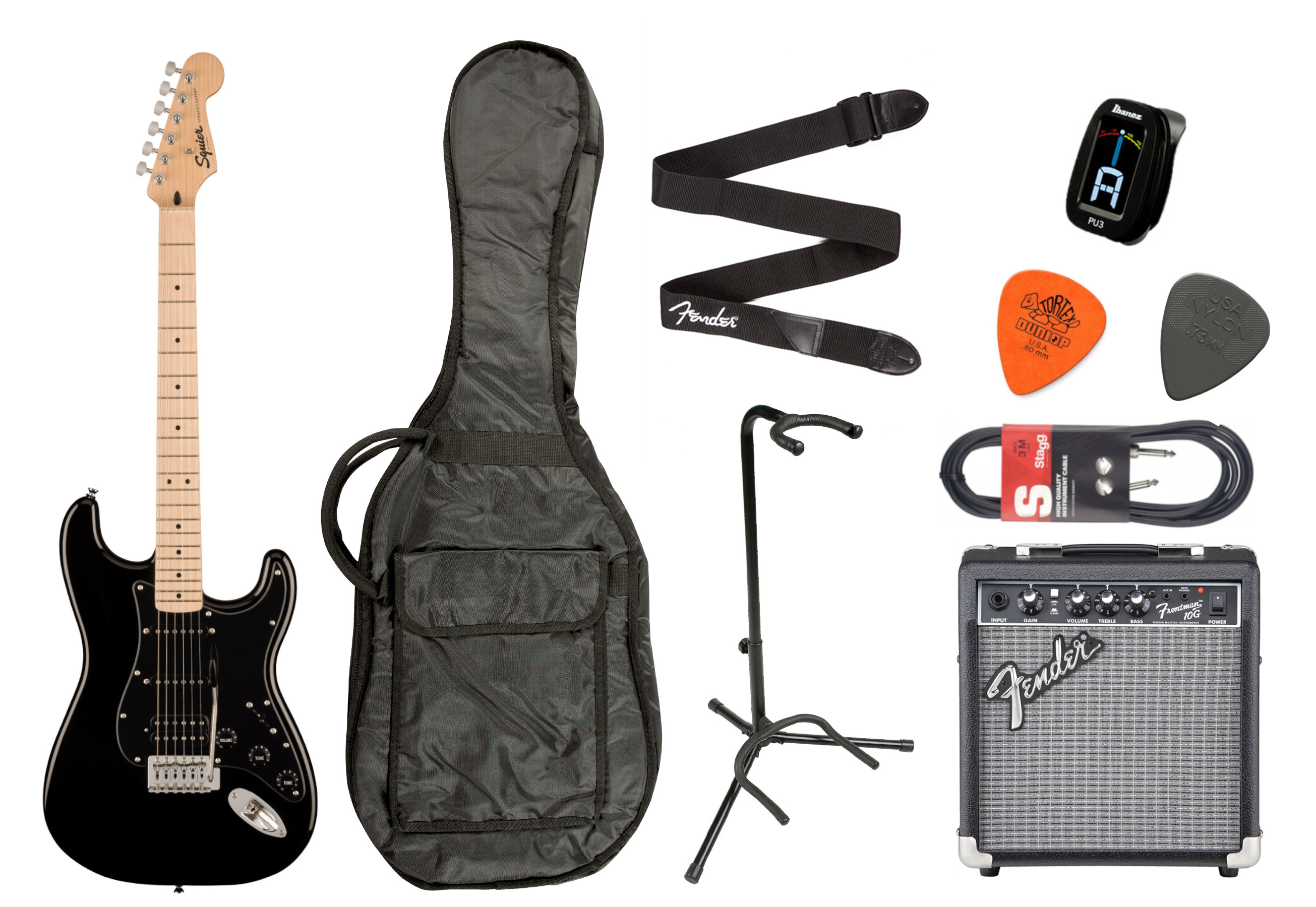 Fender Squier Starterset Sonic Strat HSS Black