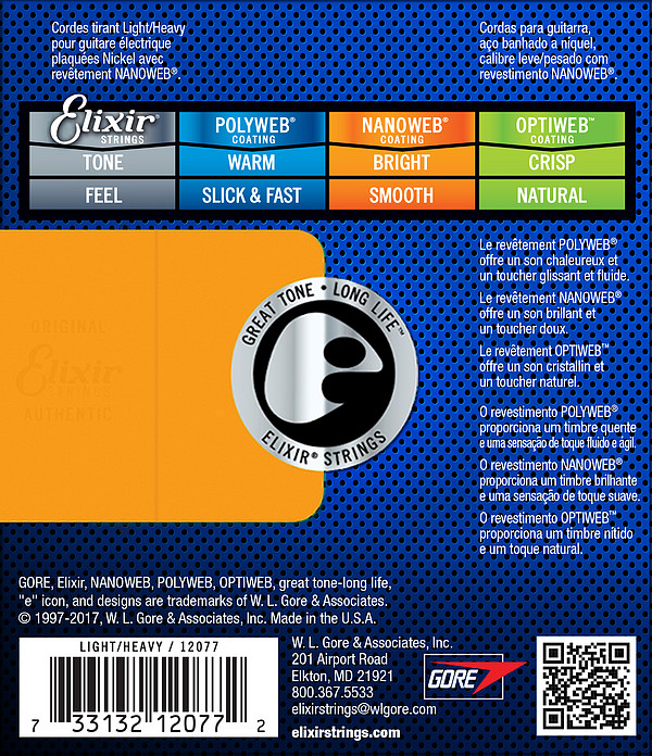 Elixir NanoWeb 12077 Light Heavy 010-052 E-Gitarren Saiten