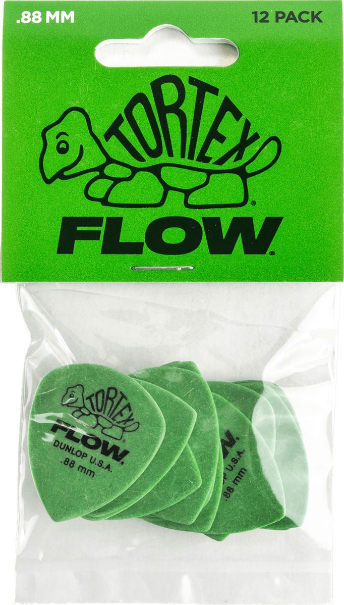 Dunlop Tortex Flow Plektren Standard 0,88mm grün 558P088 12er Pack